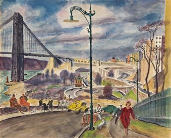 BERTRAM HARTMAN (1882-1960) Approach to Washington Bridge, New York City. 1934.                                                                  